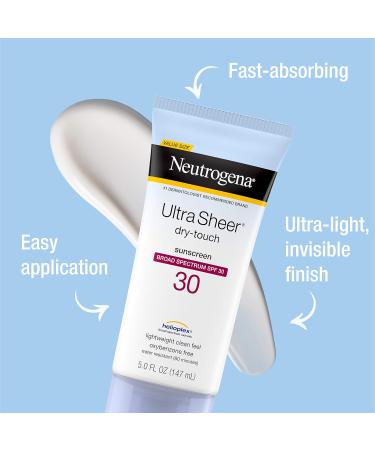 Neutrogena Ultra Sheer Dry-Touch Water-Resistant Non-Greasy Sunscreen Lotion with Broad Spectrum SPF 30 5 fl. oz - Buy Online on GoSupps.com