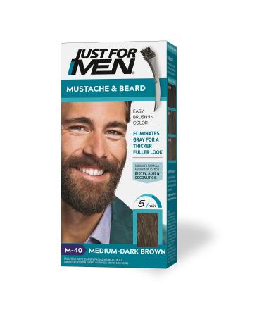 Just for Men Mustache & Beard Brush-In Color Gel Medium-Dark Brown M-40 2 x 0.5 oz (14 g)