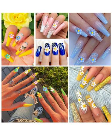AIERSA Daisy Nail Charms - 200 Pcs 3D Flower Decorations for Acrylic Nails | Kawaii Resin Nail Art - Buy Online on GoSupps.com