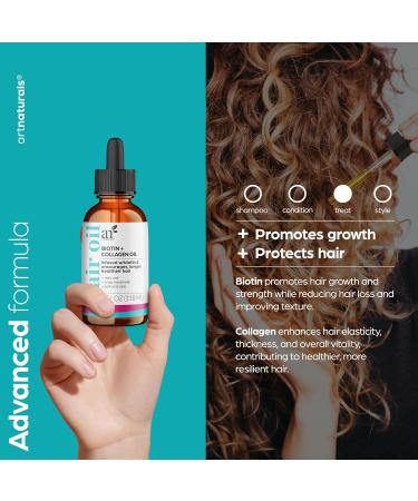 artnaturals Biotin Collagen Hair Oil 4oz - Volumizing Strengthening & Nourishing Formula for Hair Growth Frizz Control & Manageability - International Shipping Available - Buy Online on GoSupps.com