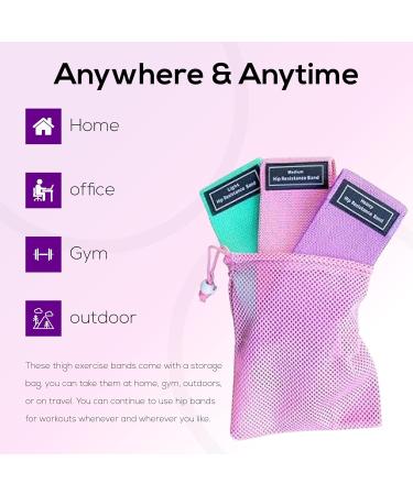 Perfect Stix Booty Bands - 3 Resistance Levels for Legs & Butt | Non-Slip Fabric Exercise Bands Set with Pink Travel Bag - International Shipping Available - Buy Online on GoSupps.com