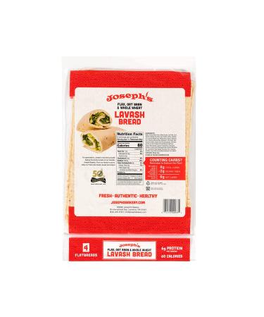 Joseph's Lavash Bread Value 3-Pack - Flax Oat Bran & Whole Wheat - Reduced Carb - Fresh Baked - 12 Flatbreads Total - Buy Online on GoSupps.com