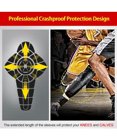 Kuangmi Knee Pads Compression Leg Sleeves - Basketball Volleyball & Weightlifting - Large Size - Black (Pair - Buy Online on GoSupps.com