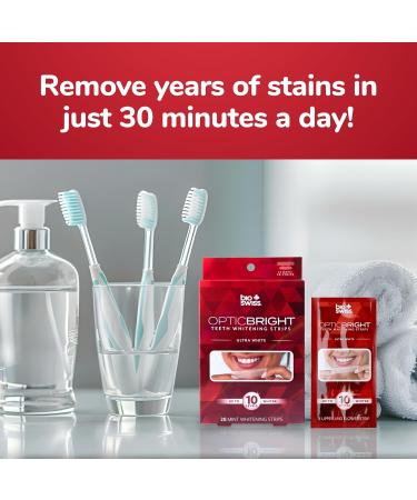 BioSwiss Teeth Whitening Strips Optic Bright Ultra White Mint Tooth Whitener Strip Set Pack of 28 Red Box - Buy Online on GoSupps.com