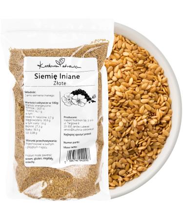 Kuchnia Zdrowia - Hulled golden flax seeds - Golden flax - High quality - Natural - Leak proof packaging with zipper - Doypac