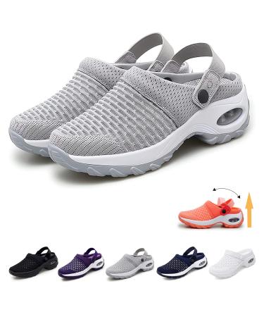 Air Cushion Orthopedic Slip On Shoes 2023 New Air Cushion Slip-on Walking Shoes Orthopedic Diabetic Walking Sandals Shoes Arch Support Orthopedic Stretch Sandals Slippers for Women (10 Gray) 10 Grey