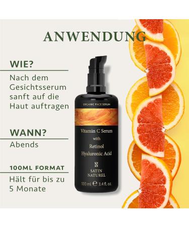 High-Dosed Vitamin C + Hyaluron + Retinol Serum 100ml - Bio Aloe Vera Vegan Anti-Dark Spots & Circles - Suitable for All Skin Types - Buy Online on GoSupps.com