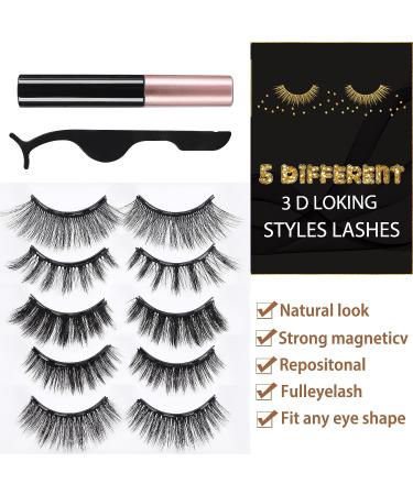 Magnetic Eyelashes Kit - 6D Fake Lashes Set with Eyeliner - Natural Look, Waterproof, Easy to Wear - 5 Pairs - Buy Online on GoSupps.com
