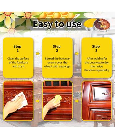 Pipihua Beeswax Furniture Polish & Wood Seasoning Kit - 2pcs Beeswax Polish with 3pcs Sponges (Lemon) - Waterproof, Repair, Protect & Care for Furniture - Buy Online on GoSupps.com
