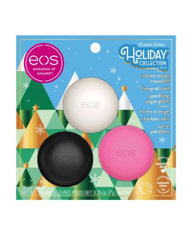 eos Limited Edition Holiday Collection Lump of Coal and Cotton Candy Snowball and Sparkling Sugar Plum 3 pack 21 g