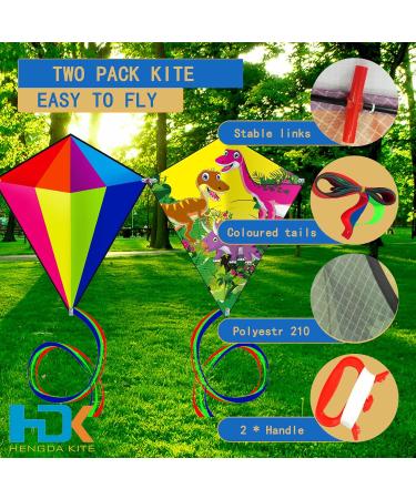 HENGDA KITE Prism Dinosaur Park & Diamond Kite Set - Easy-to-Fly for Kids & Adults - Excellent Fabric - Two Sets in Individual Packaging - Accessories Included (23x27in) - Buy Online on GoSupps.com