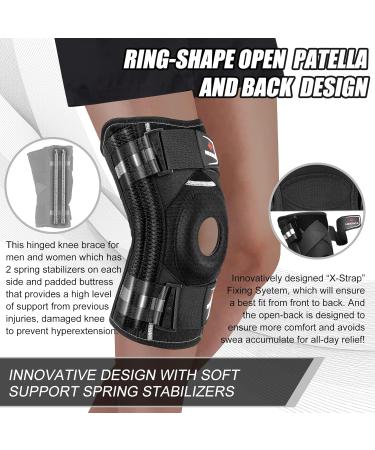 NEENCA Professional Knee Brace for Knee Pain Adjustable Knee Support with Patented X-Strap Fixing System Support and Stability for Joint Pain Relief Arthritis Meniscus Tear ACL PCL Runner Sports Black - Single Large - Buy Online on GoSupps.com