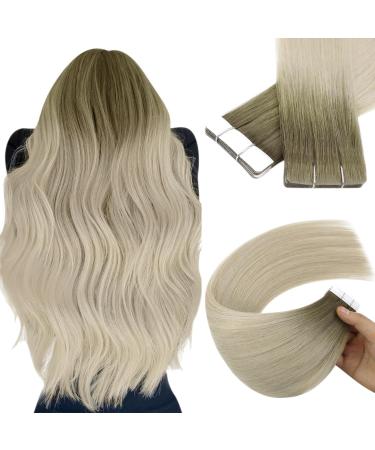 Youngsee virgin tape extensions real hair balayage 60cm tape in extensions Injection invisible tape extensions light brown ombre blond tape real hair extensions smooth 5pcs 12.5g #9a/10/800 60 cm 5 PCs virgin- #9a/10/800