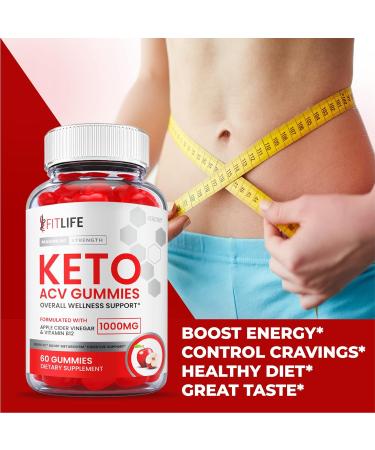 Fit Life Keto ACV Gummies - Weight Loss Shark Tank Vegan Formula - 1000mg Apple Cider Vinegar Vitamin B12 - 60 Gummies - Buy Online on GoSupps.com