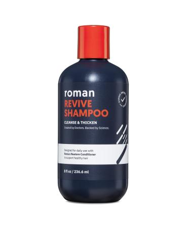 Roman Men's Revive Shampoo | Exfoliates and Clarifies with Peppermint  Cleanses for Thicker-Looking Hair  Includes Saw Palmetto  Pumpkin Seed Oil  and Caffeine  Made Without Sulfates  Parabens  or Phthalates | 8 fl oz