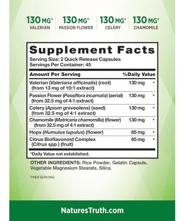 L-Theanine Calm Caps | 90 Veggie Capsules with Ashwagandha, Passion Flower & Chamomile | Vegan, Non-GMO, Gluten Free Supplement by Nature's Truth - Buy Online on GoSupps.com