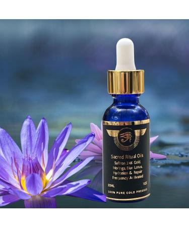 60ML Ultra Potency Blue Lotus 300X Extract | Moringa Saffron Gold Flakes for Sleep & Skin Glow | 100% Cold-Pressed for Meditation & Relaxation - Buy Online on GoSupps.com