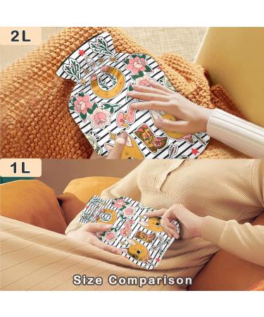 Naanle Stripes Skulls Cats Hot Water Bottle | 1L Transparent Hand/Foot Warmer for Pain Relief & Heat Therapy - Buy Online on GoSupps.com