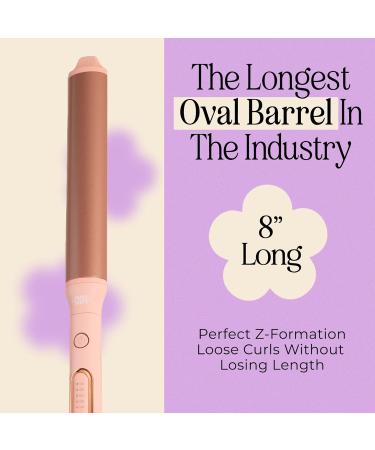 INH Hair Extra Long Oval Barrel Curling Iron | Tourmaline Ceramic Wand for Longer Looser Curls | Best Clamp-Free Hair Wand for Frizz-Free Hollywood Blowout - Buy Online on GoSupps.com