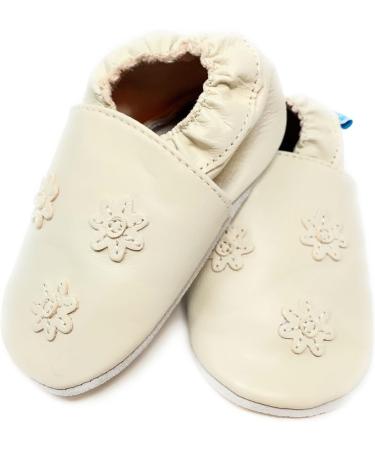 MiniFeet Premium Soft Leather Baby Shoes - Buy 4 Pairs, Get 1 Free! Toddler Shoes 0-6 Months to 4-5 Years - Cream Daisies - Buy Online on GoSupps.com