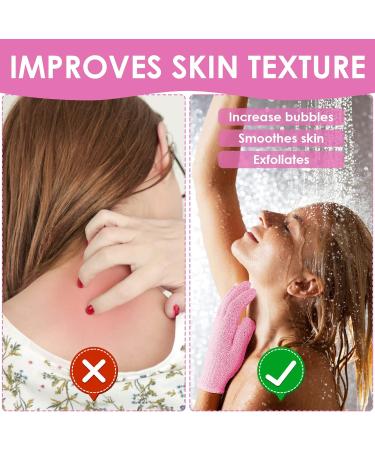 Sibba Bath Gloves - Natural Loofah Exfoliating Wash Gloves for Body and Face - Dead Skin Remover - Double Sided Microfibre Shower Gloves - 2 Pair Pink & Green - Buy Online on GoSupps.com