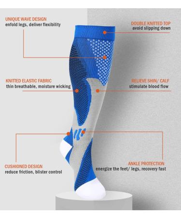 Compression Socks for Men & Women | 20-30mmHg Medical Stockings (3 Pairs) - Black XXXL | Improve Circulation - Buy Online on GoSupps.com