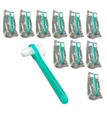 Vakly Denture Brush Pack of 10 Individually Bagged Denture Brushes with Hard Firm Flat Bristled Heads for Cleaning Dentures, Retainers, False Teeth, Clear Braces, and Mouth Guards