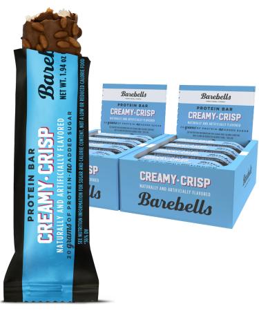 BAREBELLS Protein Bars Creamy Crisp - 12 Count Pack of 2 - Protein Snacks with 20g of High Protein - Chocolate Protein Bar with 1g of Total Sugars - Perfect on The Go Protein Snack & Breakfast Bars