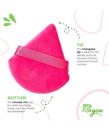 LAC 3 Powder Puff Face Triangle - Mini Velvet Makeup Sponges for Pressed & Loose Foundation (Pink) - Buy Online on GoSupps.com