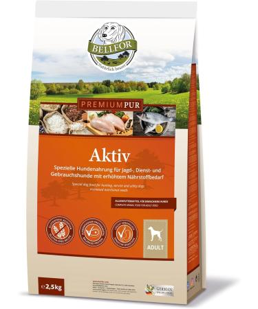 Bellfor Premium PUR Aktiv Dog Food Set for Physically Active Dogs 2.5 kg Fitness Powder 80 g 2 x 200 g - Buy Online on GoSupps.com