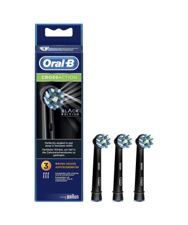 Oral-B CrossAction Toothbrush Heads - 16 Degree Bristles for Superior Cleaning pkg of 3 Black
