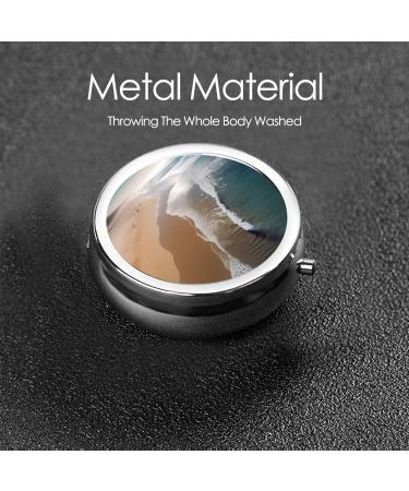 Beach Printed Mini Round Pill Box - 3 Compartment Travel Organizer for Medications | Portable & Convenient Pill Case for Home Office & On-the-Go - Buy Online on GoSupps.com