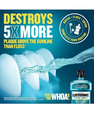 Listerine Cool Mint Antiseptic Mouthwash 1.5 L - Fight Bad Breath & Gingivitis - Buy Online on GoSupps.com