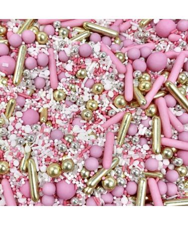 Luxury metallic gold pink white edible sprinkles valentines Mother s Day chocolate ball cupcake cookies biscuit cake topper pearls baby shower birthday party its a girl decoration BAKE BOX SIGNATURE