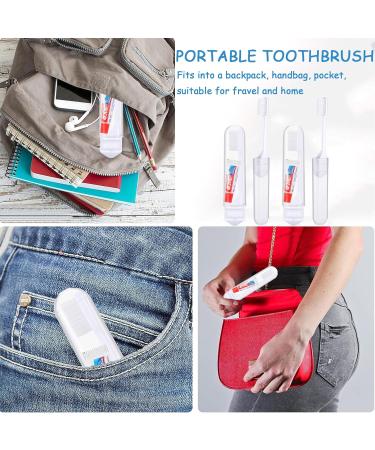 DGUSO Travel Toothbrush Set - 2 Piece Foldable Camping Toothbrush with Soft Bristles & Toothpaste for Adults - Ideal for International Travel - Buy Online on GoSupps.com