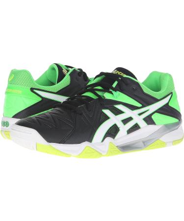 ASICS Men's GEL-Cyber Sensei Volleyball Shoe 6.5 - Black/White/Green Gecko - Buy Online on GoSupps.com