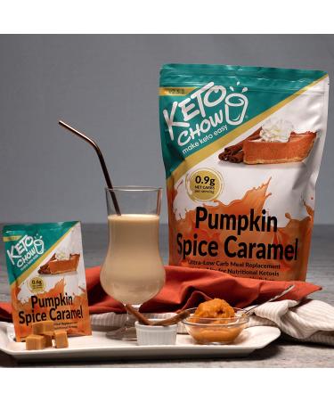 Keto Chow Pumpkin Spice Caramel Shake Powder - Low Carb Meal Replacement | Protein-Rich | Single Meal Sample 1.6 - Buy Online on GoSupps.com