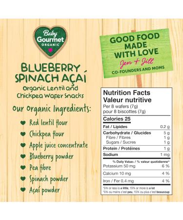 Baby Gourmet Organic Lentil & Chickpea Rusks - Blueberry Spinach Acai - No Artificial Flavours Gluten-Free Dairy-Free Corn & Rice Free BPA-Free Packaging - 40g 4 Pack - Buy Online on GoSupps.com