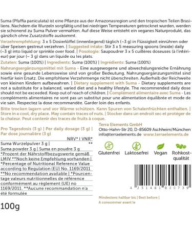 Terra Elements Suma Powder 100g | 100% Pure Pfaffia Paniculata | Vegan & Raw Superfood - Buy Online on GoSupps.com