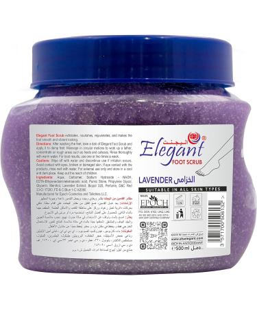 Elegant Lavender Foot Scrub 500g - Exfoliating Cleansing and Nourishing Exfoliator - Promotes Healthy Skin Growth - Natural 17.64oz - Buy Online on GoSupps.com
