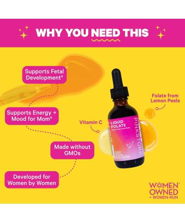 Pink Stork Liquid Folate: Natural Folic Acid with Vitamin C for Women, Pregnancy Must-Have - 2 oz - Buy Online on GoSupps.com