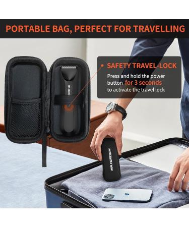 Optimized Groin & Body Hair Trimmer for Men - Wet/Dry Electric Shaver with LED Light Guide Comb & Travel Bag - International Shipping Available - Buy Online on GoSupps.com