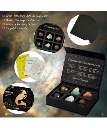 Aovila Capricorn Crystals Set | Zodiac Sign Birth Stones & Medicinal Crystals with Horoscope Box - Enhance Your Astrology Experience - Buy Online on GoSupps.com