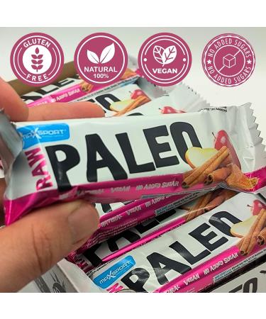 Maxsport Nutrition Apple Cinnamon Rawkost Riegel - 20 Vegan Gluten-Free Superfood Bars | Plant Protein Chia Seeds & Coconut Oil - Healthy Raw Snack - Buy Online on GoSupps.com