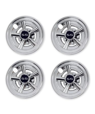 NOKINS Golf Cart SS Wheel Covers Hub Caps for Most Golf Carts 8 inch(Set of 4) chrome - Silver