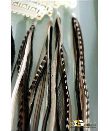 Grizzly Extensions Clip-In Feather Extensions - Black & White for Blonde Hair | Premium Quality & Easy Application - Buy Online on GoSupps.com
