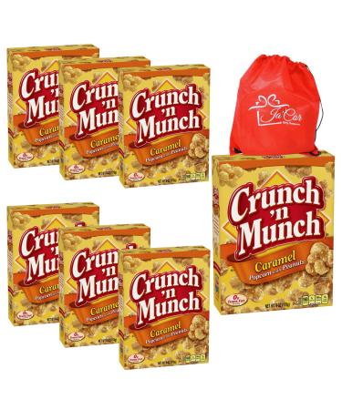 Ja'Cor Caramel Popcorn with Peanuts Individual Boxes Sweet Crunchy Drizzle Nuts Snack Packs Caramel Candy Coated Popcorn Peanut Snacks Gift 6 oz Box Pack of 7(Bundle with 1-Red Ja'Cor Bag)