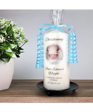 Personalised Christening Photo Candle - 7cm x 15cm White | Boy/Girl Baptism Keepsake - Buy Online on GoSupps.com