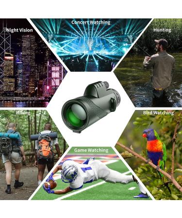 80x100 Monocular Telescope | Low Night Vision Monoculars HD for Adults | High Powered with Smartphone Adapter | Great for Hunting, Wildlife, Bird Watching | Travel, Camping, Hiking | Green-G - Buy Online on GoSupps.com