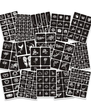 16 Sheets Henna Tattoo Stencils Reusable for Women Girls and Kids  210+ PCS Tattoo Templates  Airbrush Tattoo Stencil  Body Art Stencil Templates